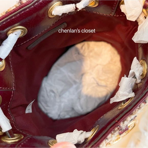 💢NWOT💢 Tory Burch Burgundy and Cream Bucket Bag 🛍️ - Picture 8 of 11